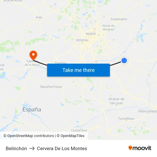 Belinchón to Cervera De Los Montes map
