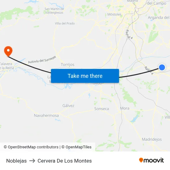Noblejas to Cervera De Los Montes map