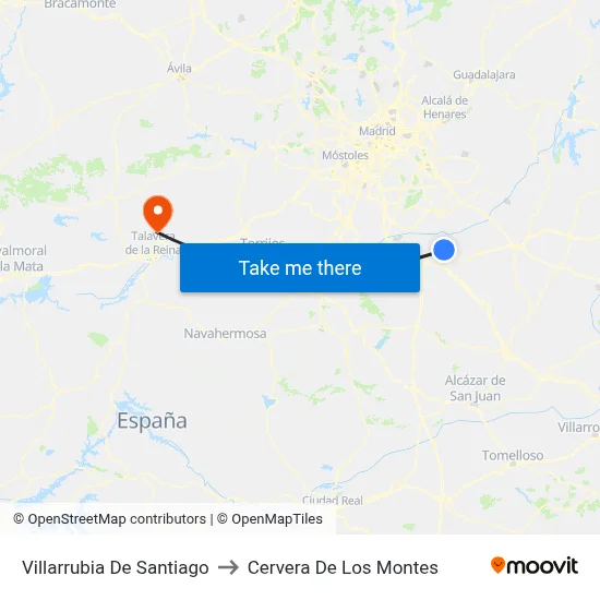Villarrubia De Santiago to Cervera De Los Montes map