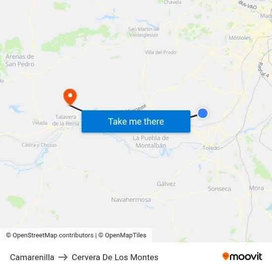 Camarenilla to Cervera De Los Montes map