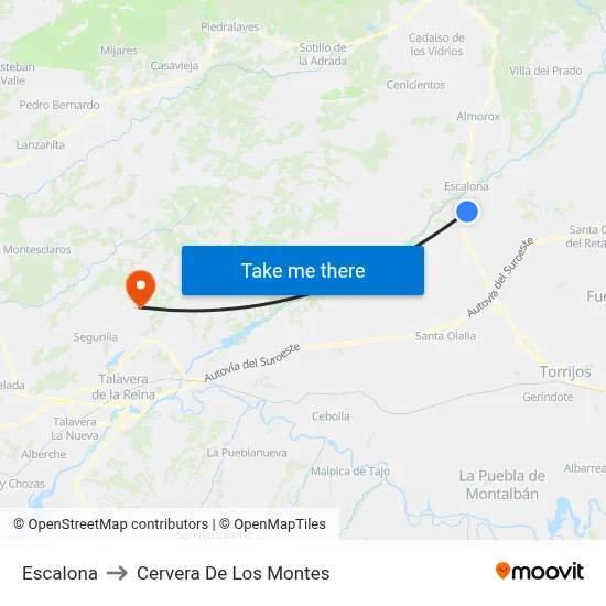 Escalona to Cervera De Los Montes map