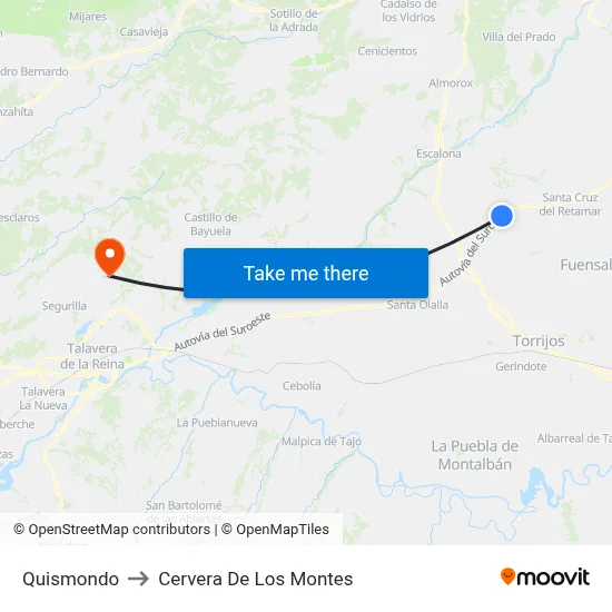 Quismondo to Cervera De Los Montes map