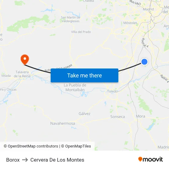 Borox to Cervera De Los Montes map