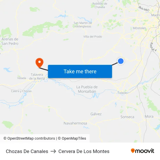 Chozas De Canales to Cervera De Los Montes map
