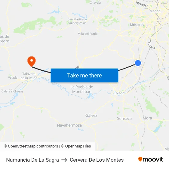 Numancia De La Sagra to Cervera De Los Montes map