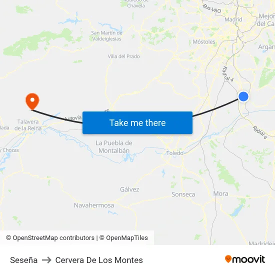 Seseña to Cervera De Los Montes map