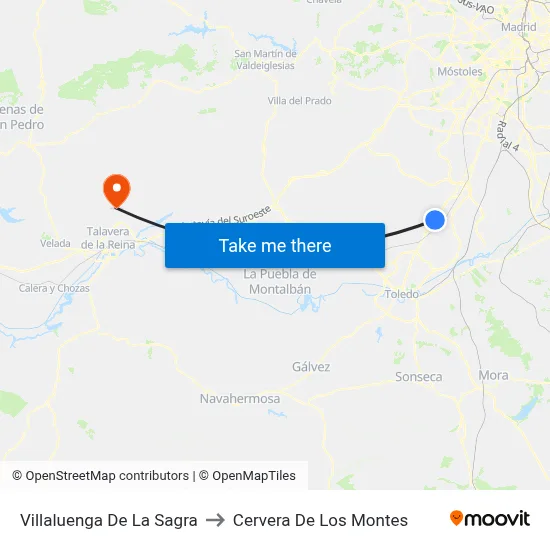 Villaluenga De La Sagra to Cervera De Los Montes map