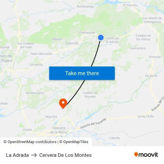 La Adrada to Cervera De Los Montes map