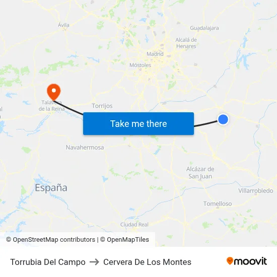 Torrubia Del Campo to Cervera De Los Montes map