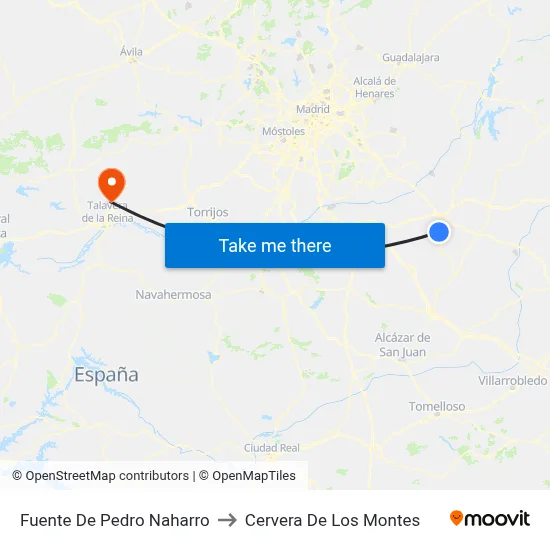Fuente De Pedro Naharro to Cervera De Los Montes map