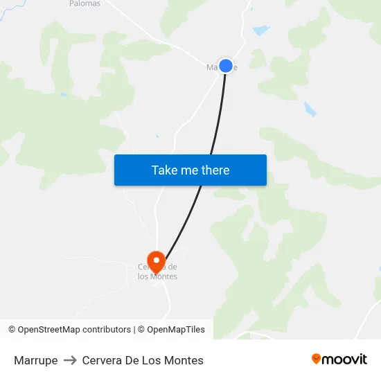Marrupe to Cervera De Los Montes map