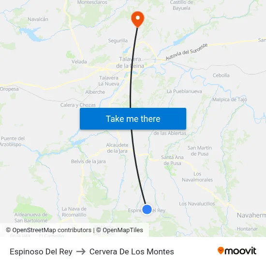Espinoso Del Rey to Cervera De Los Montes map