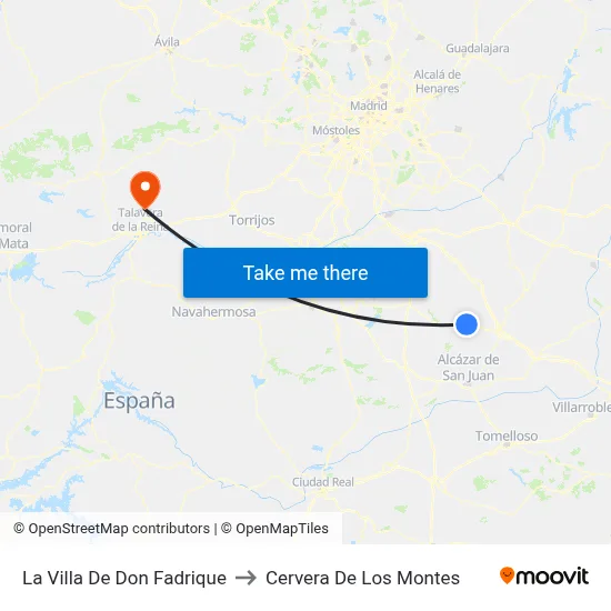 La Villa De Don Fadrique to Cervera De Los Montes map