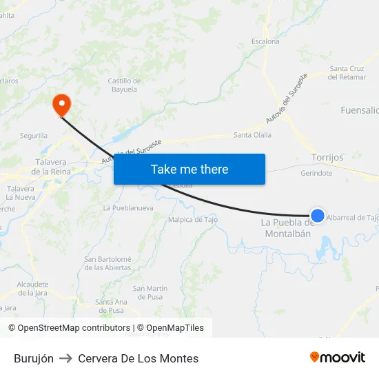 Burujón to Cervera De Los Montes map