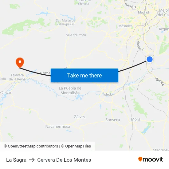 La Sagra to Cervera De Los Montes map