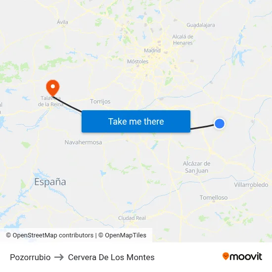 Pozorrubio to Cervera De Los Montes map