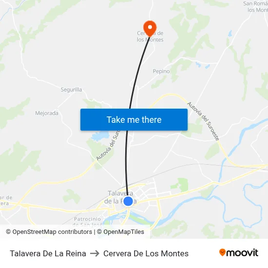 Talavera De La Reina to Cervera De Los Montes map