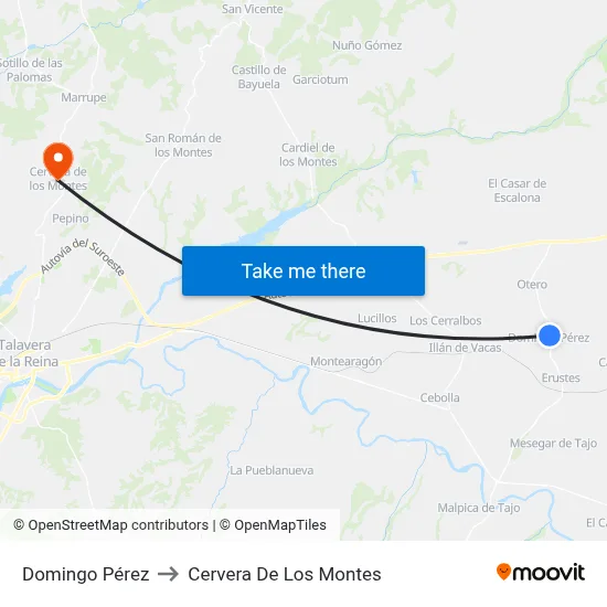 Domingo Pérez to Cervera De Los Montes map