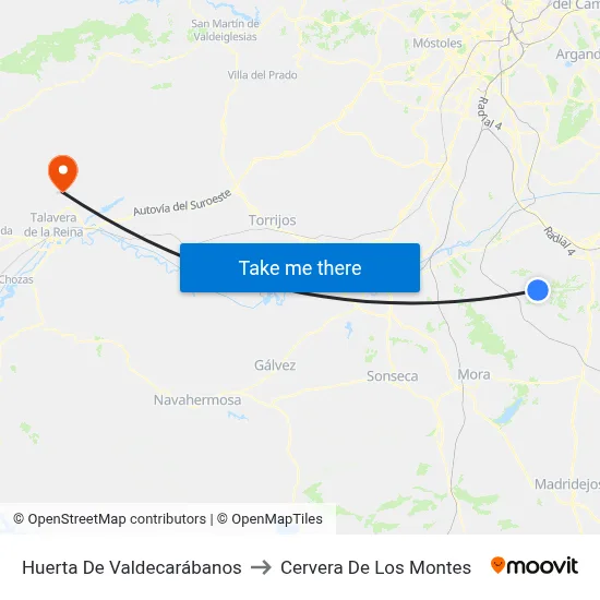 Huerta De Valdecarábanos to Cervera De Los Montes map