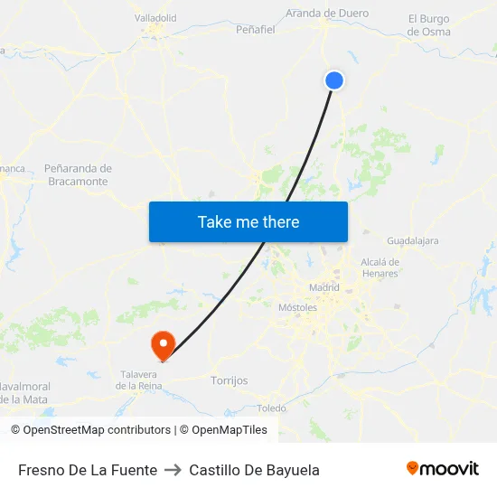 Fresno De La Fuente to Castillo De Bayuela map