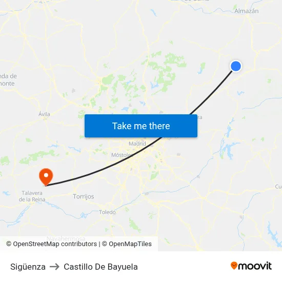 Sigüenza to Castillo De Bayuela map