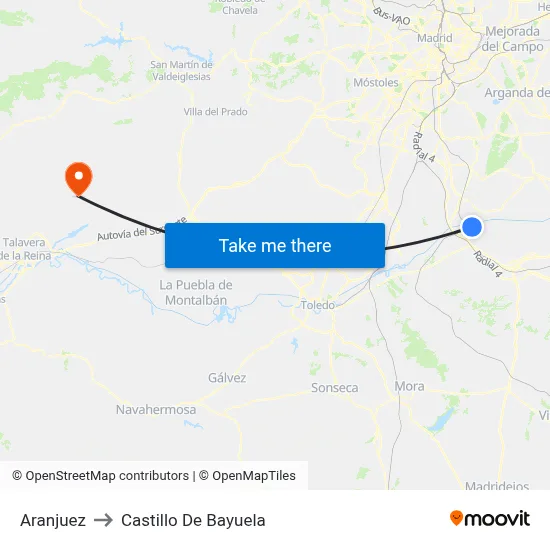 Aranjuez to Castillo De Bayuela map
