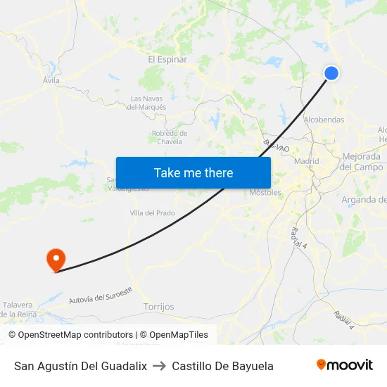 San Agustín Del Guadalix to Castillo De Bayuela map