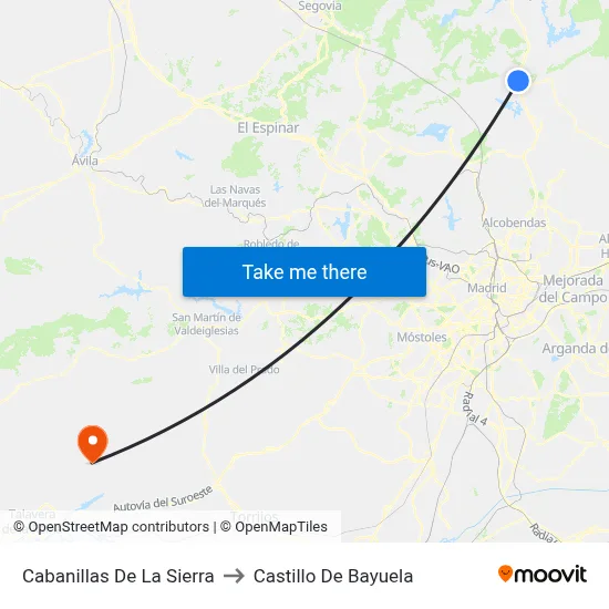 Cabanillas De La Sierra to Castillo De Bayuela map