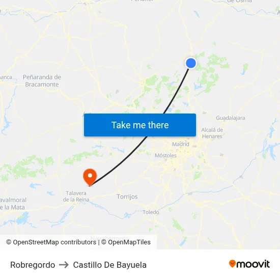 Robregordo to Castillo De Bayuela map