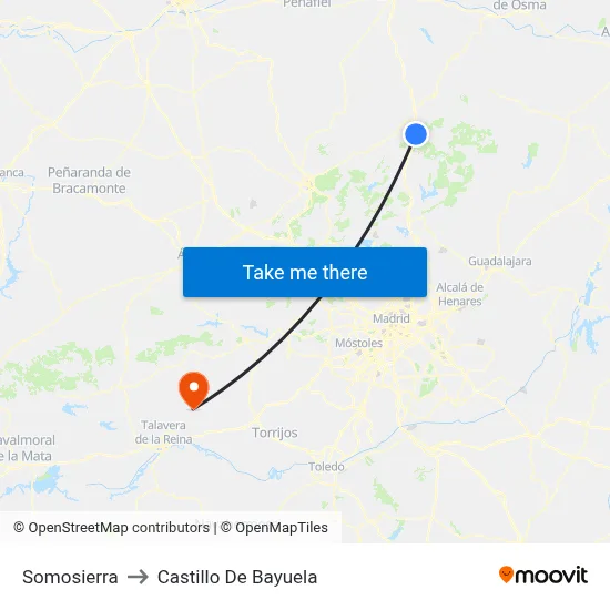 Somosierra to Castillo De Bayuela map