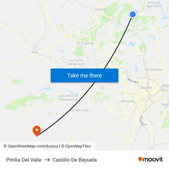 Pinilla Del Valle to Castillo De Bayuela map