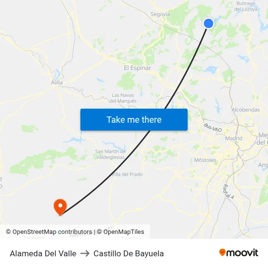 Alameda Del Valle to Castillo De Bayuela map