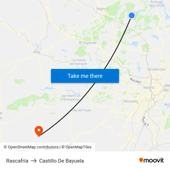 Rascafría to Castillo De Bayuela map