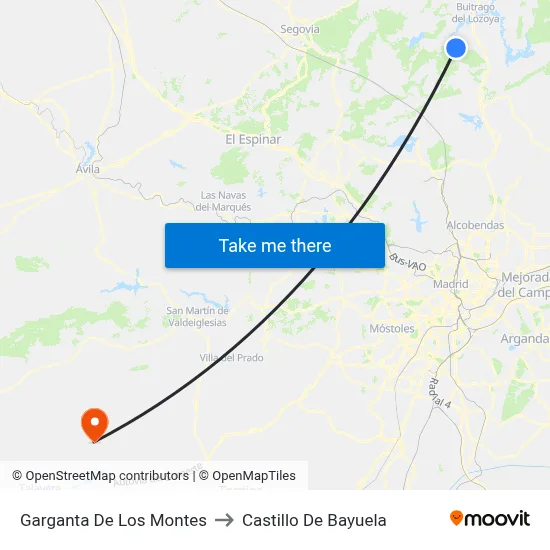 Garganta De Los Montes to Castillo De Bayuela map