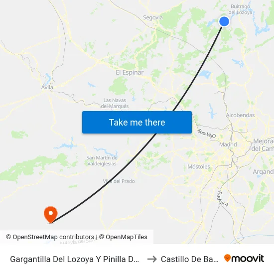 Gargantilla Del Lozoya Y Pinilla De Buitrago to Castillo De Bayuela map