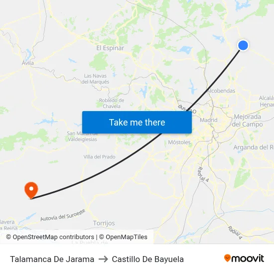 Talamanca De Jarama to Castillo De Bayuela map