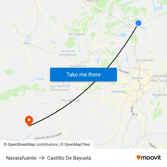 Navalafuente to Castillo De Bayuela map