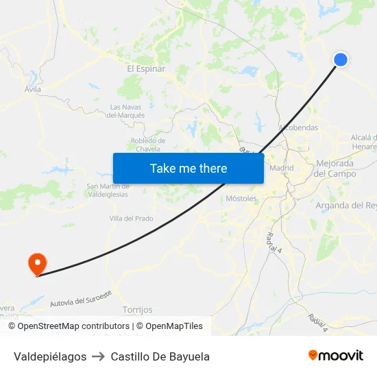 Valdepiélagos to Castillo De Bayuela map