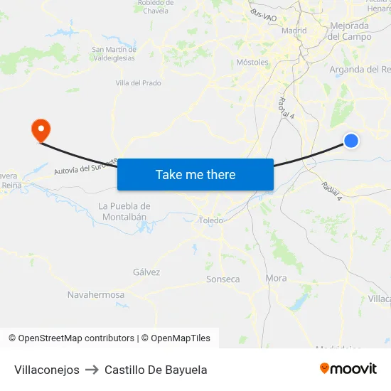 Villaconejos to Castillo De Bayuela map