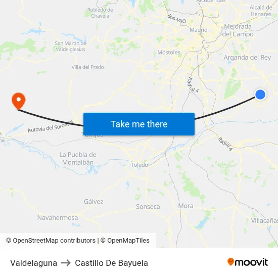 Valdelaguna to Castillo De Bayuela map