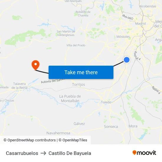 Casarrubuelos to Castillo De Bayuela map