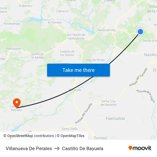 Villanueva De Perales to Castillo De Bayuela map