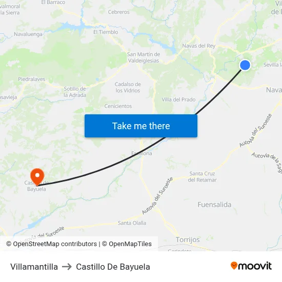 Villamantilla to Castillo De Bayuela map