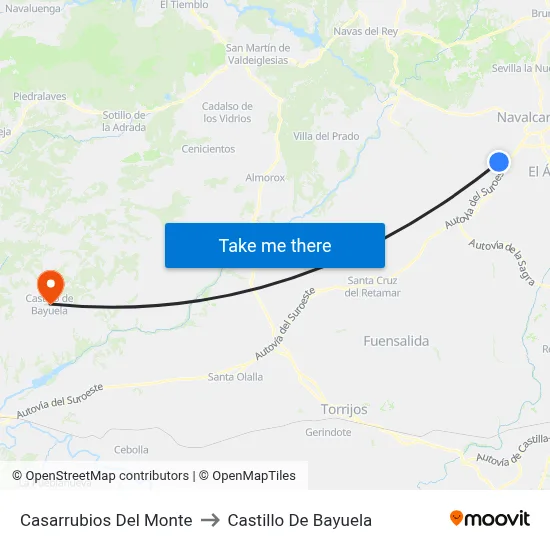 Casarrubios Del Monte to Castillo De Bayuela map