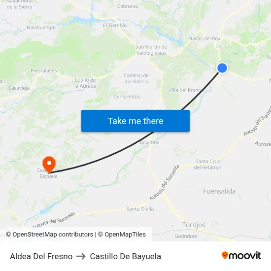 Aldea Del Fresno to Castillo De Bayuela map