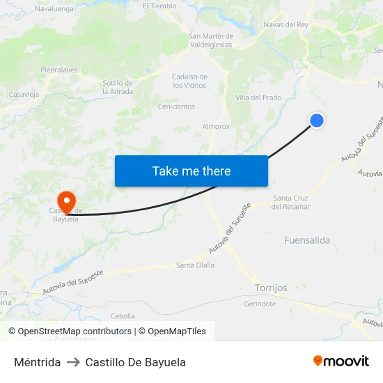 Méntrida to Castillo De Bayuela map