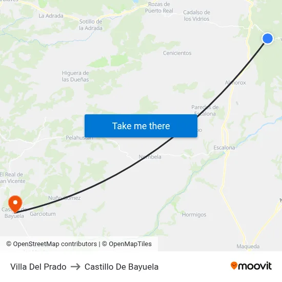 Villa Del Prado to Castillo De Bayuela map