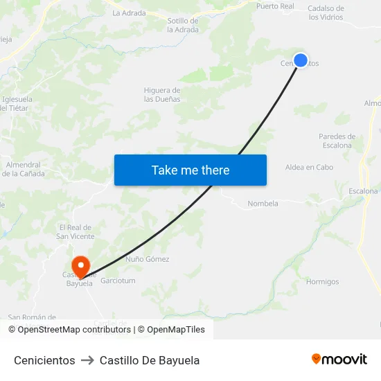 Cenicientos to Castillo De Bayuela map