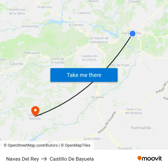 Navas Del Rey to Castillo De Bayuela map
