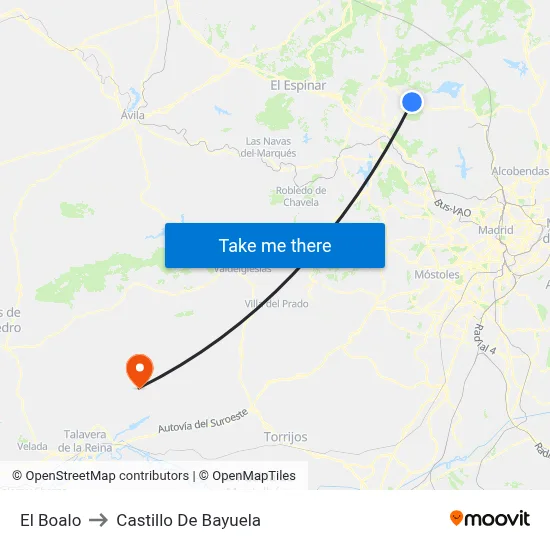 El Boalo to Castillo De Bayuela map